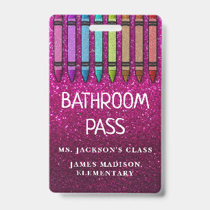 Crayons Paillettes Arc-en-Ciel Badge de salle de b