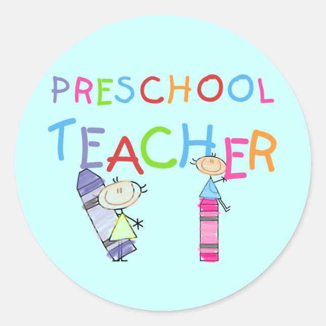 Crayons Preschool Teacher TShirts and Gifts Runder Aufkleber (Vorderseite)