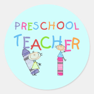 Crayons Preschool Teacher TShirts and Gifts Runder Aufkleber