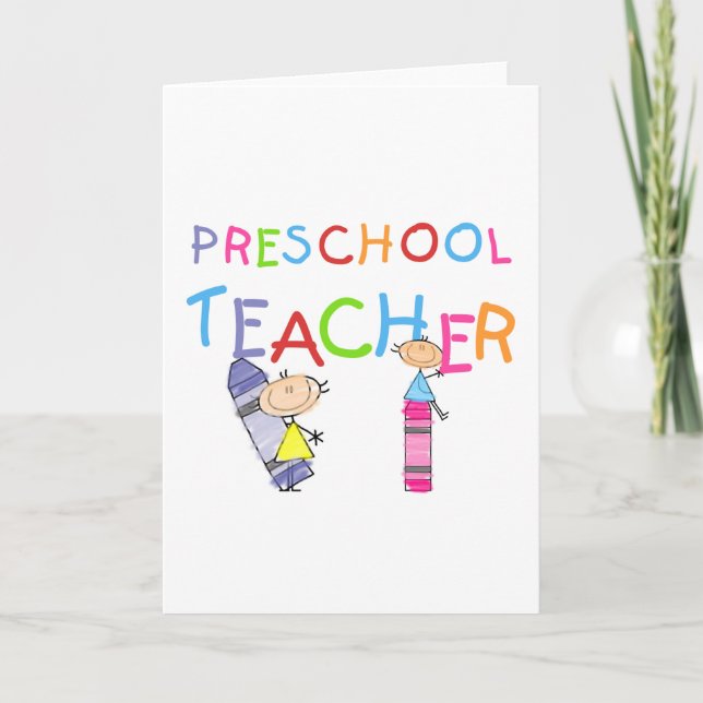 Crayons Preschool Teacher Tshirts und Geschenke Karte (Vorderseite)