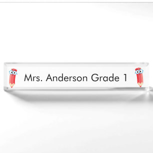 Crayons Rouges Mignons Plaque de Bureau Personnali