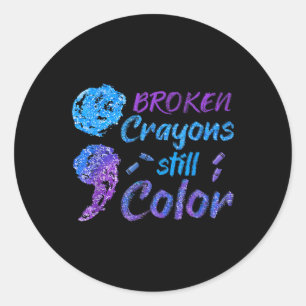 Crayons Suicide Awareness Monatsunterstützung Runder Aufkleber