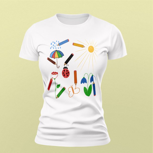 Crayons Zeichnete eine farbenfrohe Welt T-Shirt (Von Creator hochgeladen)