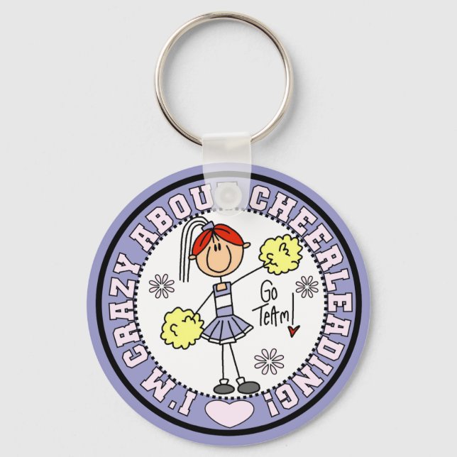 Crazy About Cheerleader T - Shirt und Geschenke Schlüsselanhänger (Vorderseite)