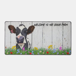 Crazy About Farm Desk Mat - Niedliche Holstein Kuh Schreibtischunterlage