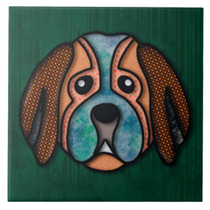 Crazy abstrakter Hundegesichtszug Fliese