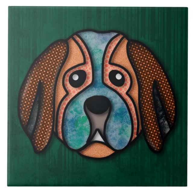 Crazy abstrakter Hundegesichtszug Fliese (Vorderseite)