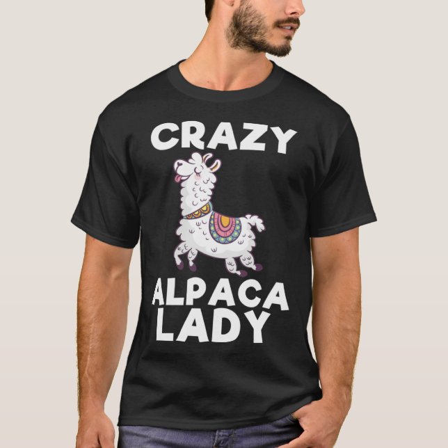 Crazy Alpaca Lady   Animal T-Shirt (Vorderseite)