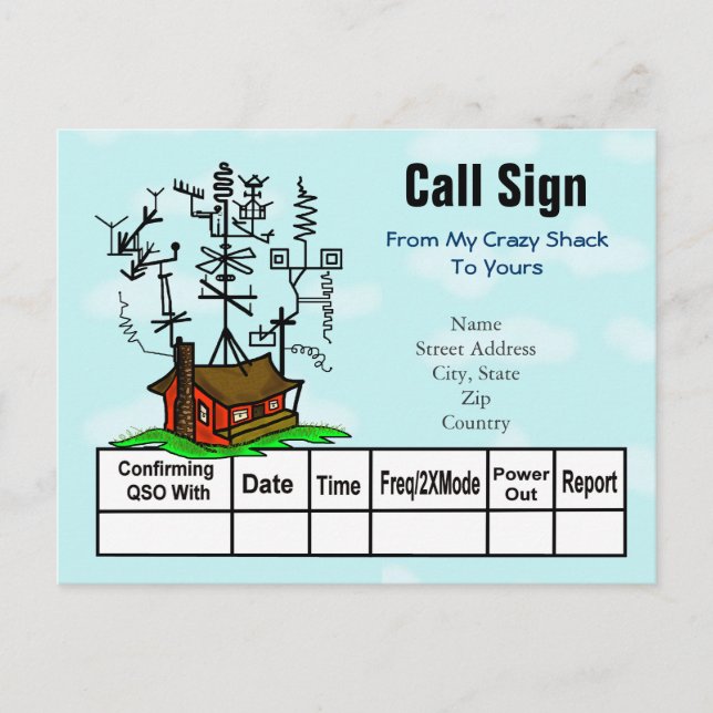 Crazy Antenna Ham Radio Shack Cartes QSL (Devant)