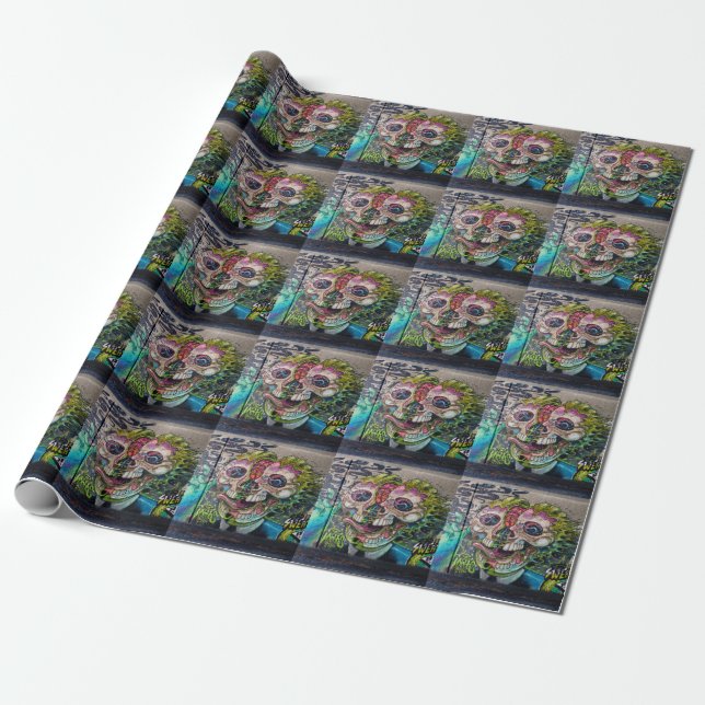 Crazy Art Horror Skull Graffiti Geschenkpapier (Ungerollt)