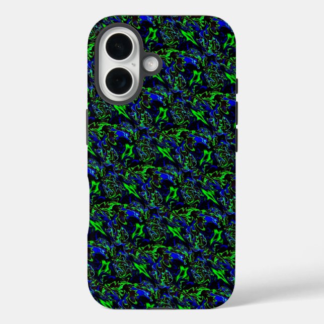 Crazy Artdeco in Funky Rainbow Style iPhone 16 Hülle (Rückseite)
