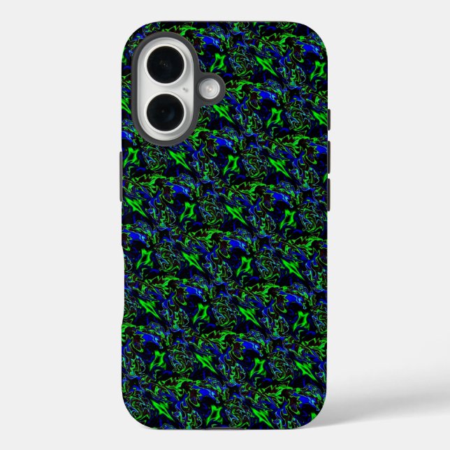 Crazy Artdeco in Funky Rainbow Style iPhone 16 Hülle (Rückseite)