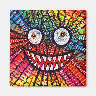 Crazy Augen farbiges Monster-Lächeln Magnet