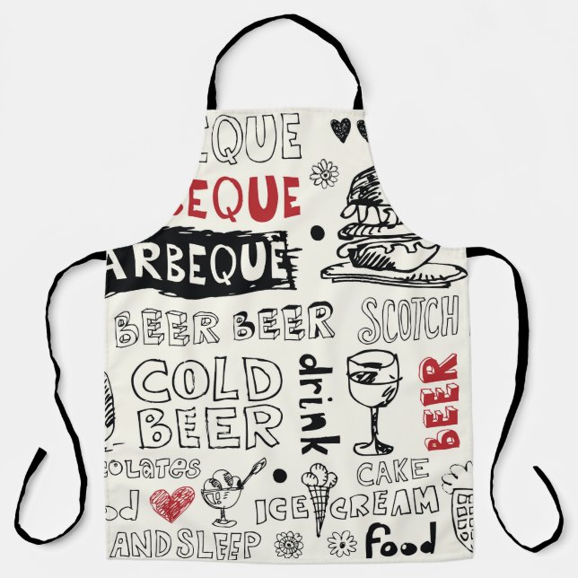 Crazy BBQ: Whimsical Doodle Kunst Schürze (Vorderseite)