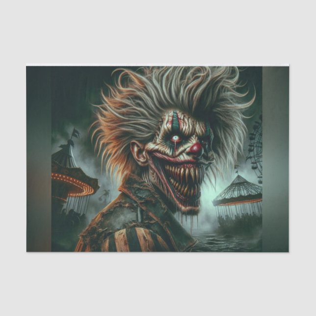 Crazy Beängstigend Halloween Clown Decoupage Paper Seidenpapier (Vorderseite)