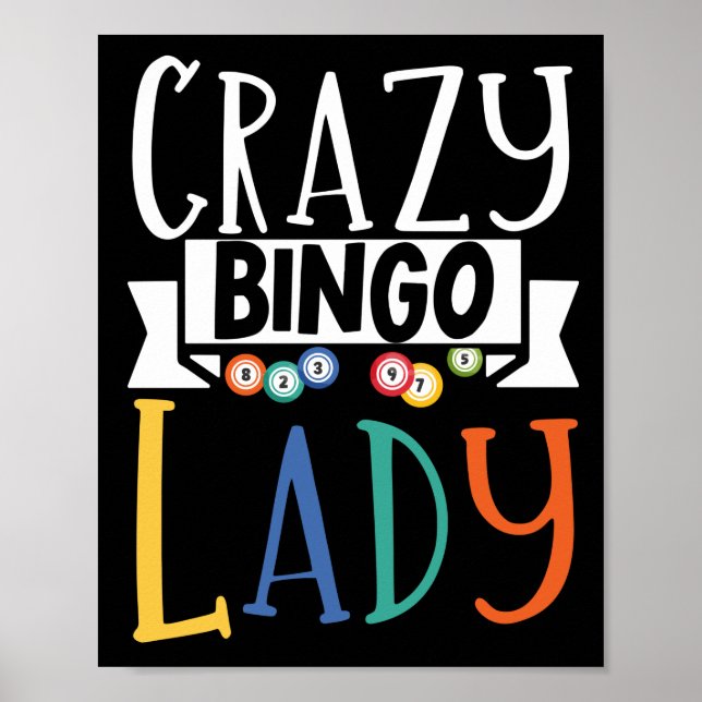 Crazy Bingo Lady Funny Lucky Gambling Poster (Vorne)