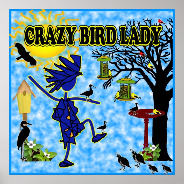 Crazy Bird Lady Design Poster (Vorne)