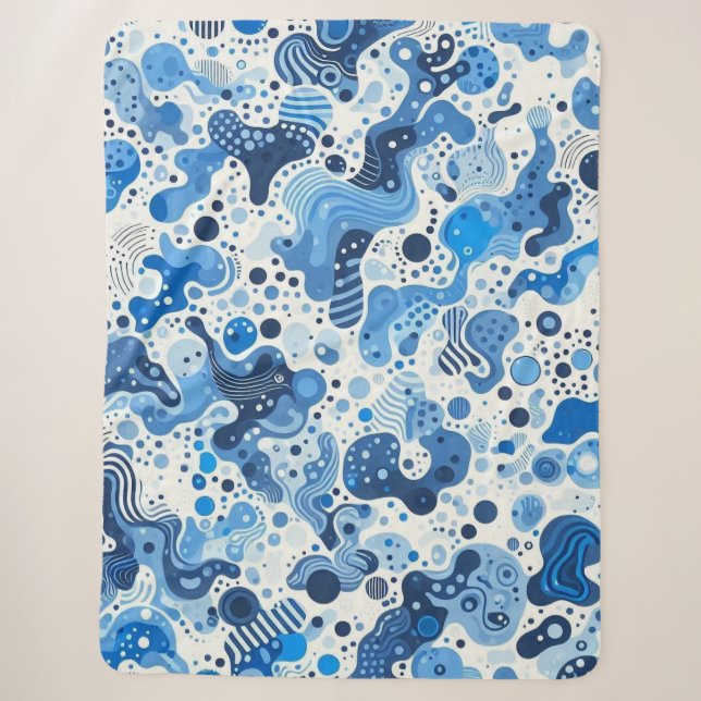 Crazy Blankets - Abstrakt Blue Bio Shapes Blan Sherpadecke (Vorderseite)