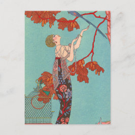 Crazy Blue Parrot von George Barbier Postkarte