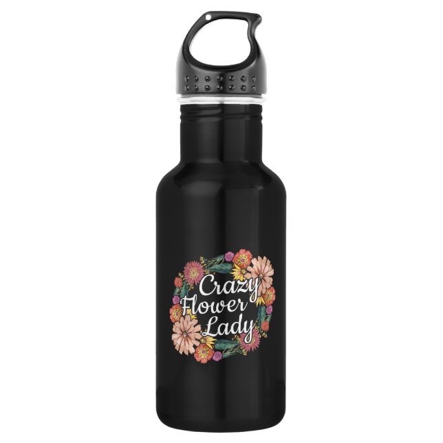 Crazy Blume Lady - Zinnia Gardener Edelstahlflasche (Vorderseite)