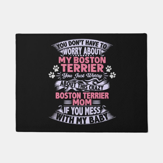 Crazy "Boston Terrier" Mama Fußmatte (Vorderseite)