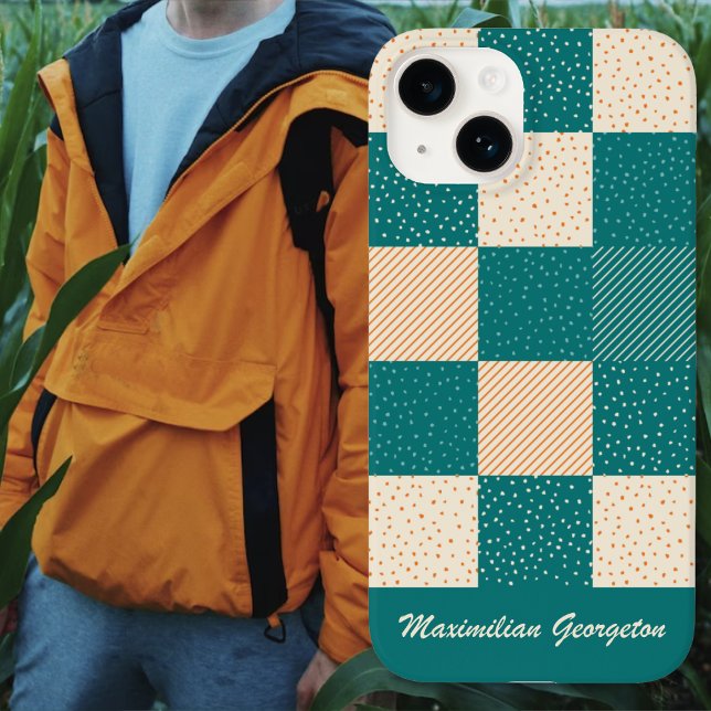 Crazy Buffalo Karo in Aquamarin und Creme Case-Mate iPhone 14 Hülle (Crazy Buffalo Check in Teal and Cream Case-Mate iPhone Case by Leapfroglisics Shop)