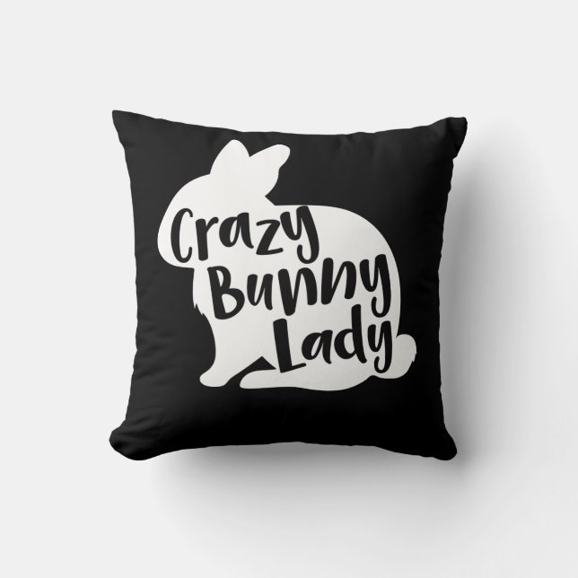 Crazy Bunny Lady - Funny Rabbit Lover Kissen (Vorderseite)