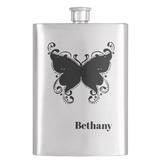 Crazy Butterfly mit Monogram Flachmann (Vorderseite)