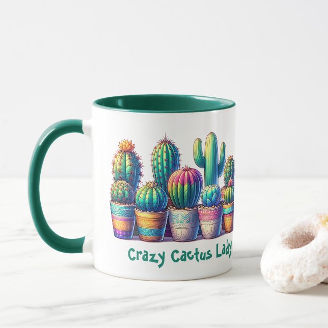 Crazy Cactus Lady Name Tasse (Mit Donut)