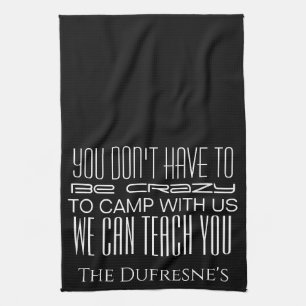 "Crazy Camping" Personalisiert  Geschirrtuch