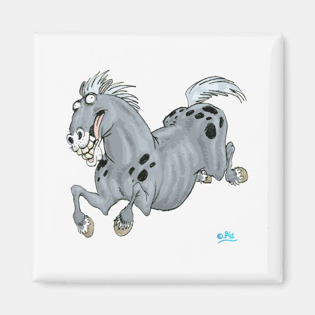 Crazy Cartoon Horse Magnet (Vorne)