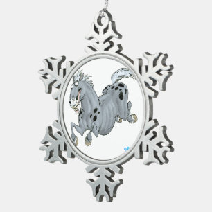 Crazy Cartoon Horse Pewter Ornament