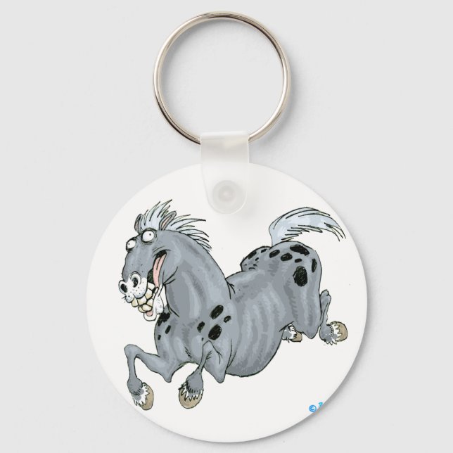 Crazy Cartoon Horse Schlüsselanhänger (Vorderseite)