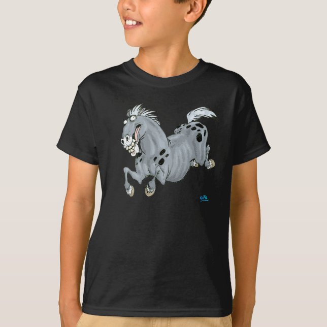 Crazy Cartoon Pferd Kinder T - Shirt (Vorderseite)