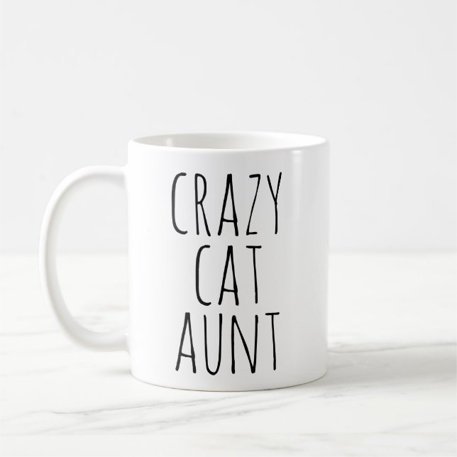 Crazy Cat Aunt Text Design Kaffeetasse (Links)