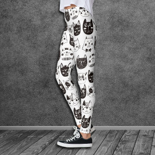 Crazy Cat Faces Muster Leggings