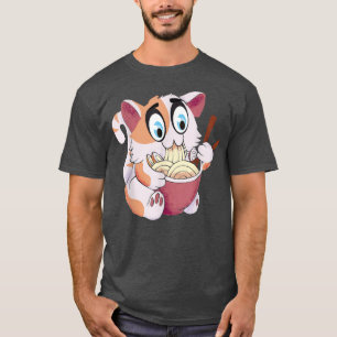 Crazy Cat Freaking Cat Isst Ramen Pasta Soup T-Shirt