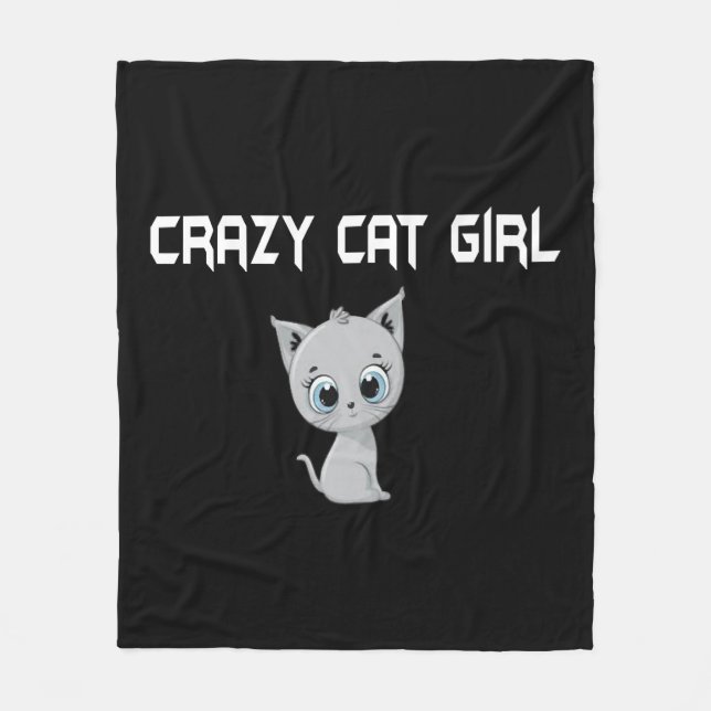 Crazy Cat Girl Fleecedecke (Vorderseite)
