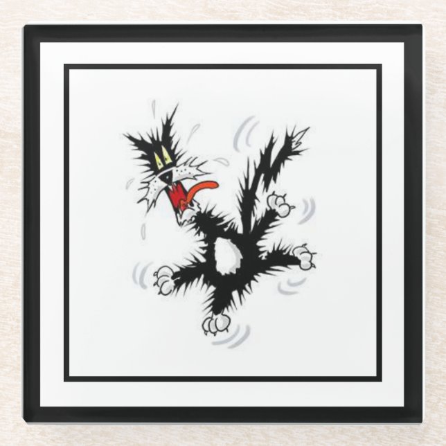 Crazy Cat Glasuntersetzer (Vorderseite)