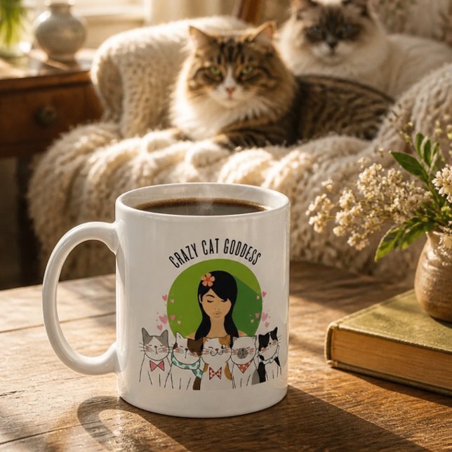 Crazy Cat Goddess Fun Kaffeetasse (Von Creator hochgeladen)