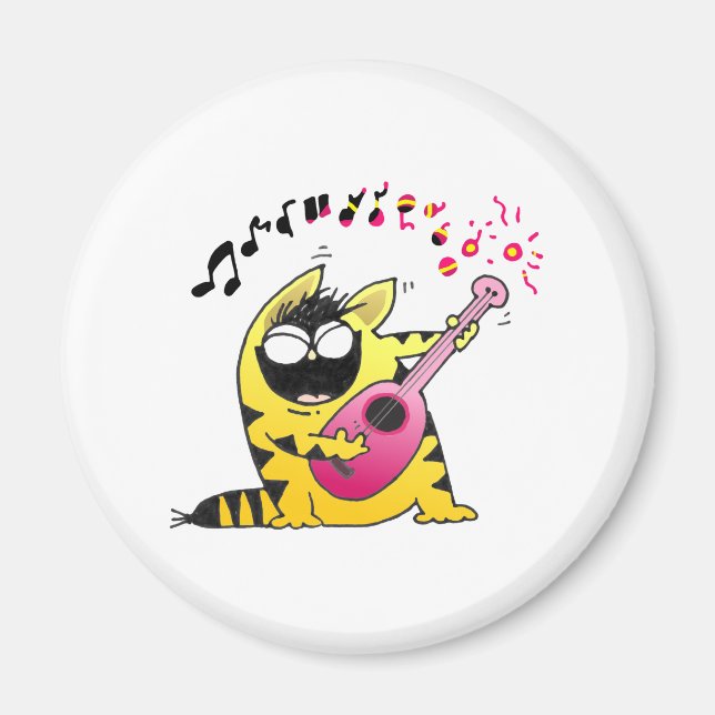 Crazy Cat Guitarist Magnet (Vorne)