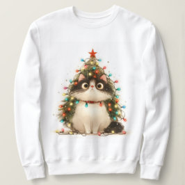 Crazy Cat In Christmas Lights Funny Cat Sweatshirt