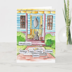 Crazy Cat Lady Art, Multi Media, Cat Lover Card Karte