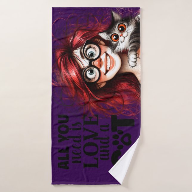 Crazy Cat Lady  Badehandtuch (Badehandtuch)