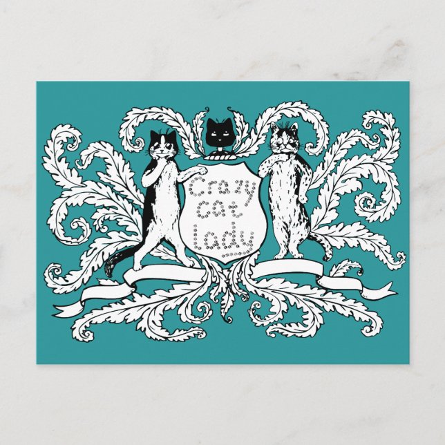 Crazy Cat Lady Coat of Arms Postkarte (Vorderseite)
