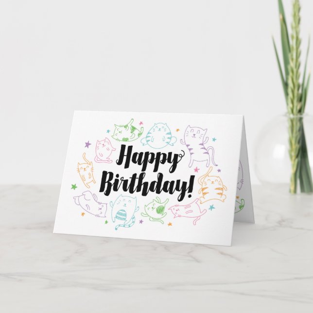 Crazy Cat Lady Custom Personalized Birthday Card Karte (Vorderseite)