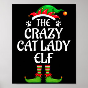Crazy Cat Lady Elf Matching Familiengruppe Weihnac Poster