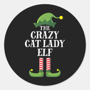Crazy Cat Lady Elf Matching Familiengruppe Weihnac Runder Aufkleber