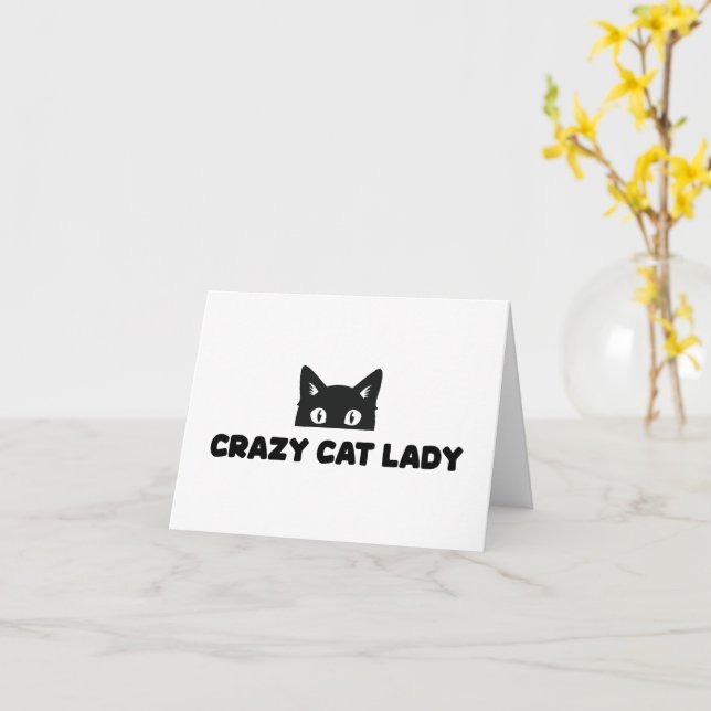Crazy Cat Lady Faltkarte / Grußkarte Karte (Gelbe Blume)
