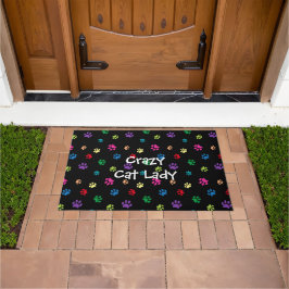 Crazy Cat Lady farbenfrohe gestrichene Paw Prints Fußmatte